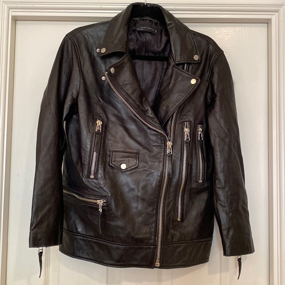 Zara Fauxvegan Leather Biker Jacket  Size S
